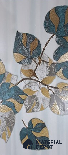 Glass Highligter Wall Tile TL 07355 Leaf Gold 2 ft x 1 ft Matte Finish Ceramic Tile - 9 mm | Suitable For Bathroom, Kitchen Backsplashes