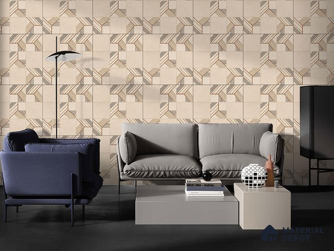 Moroccan Floor Tile TL 09453 West Beige 2 ft x 2 ft Fusion Finish Vitrified Tile - 9 mm | 1 Random Design | Suitable For Living Room, Bedroom, Bathroom | Please Expect a Slight Variation of Pattern