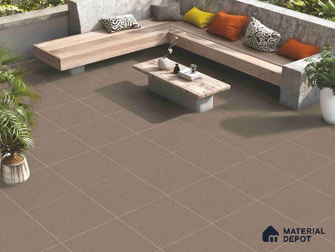 Cement Floor Tile TL 09491 D Splate Brown 2 ft x 2 ft Full Body Matte Finish Vitrified Tile - 15 mm | 1 Random Design | Suitable For Living Room, Bedroom, Bathroom