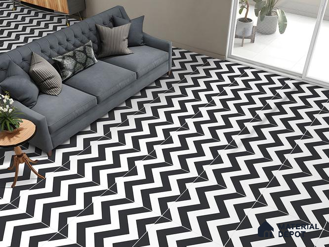 Moroccan Wall & Floor Tile TL 09466 Emo Black 2 ft x 2 ft Matte Finish Vitrified Tile - 9 mm | 1 Random Design | Suitable For Living Room, Bedroom, Bathroom | Please Expect a Slight Variation of Pattern