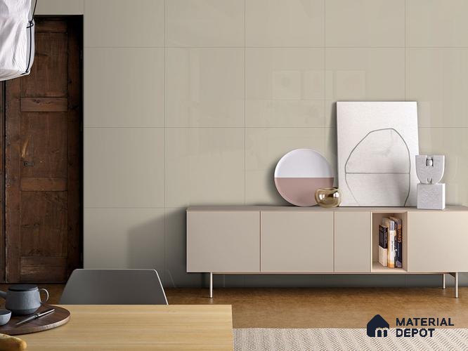 Plain Floor Tile TL 09449 B Absolute Cream 2 ft x 2 ft Pigmento Finish Vitrified Tile - 9 mm | 1 Random Design | Suitable For Living Room, Bedroom, Bathroom