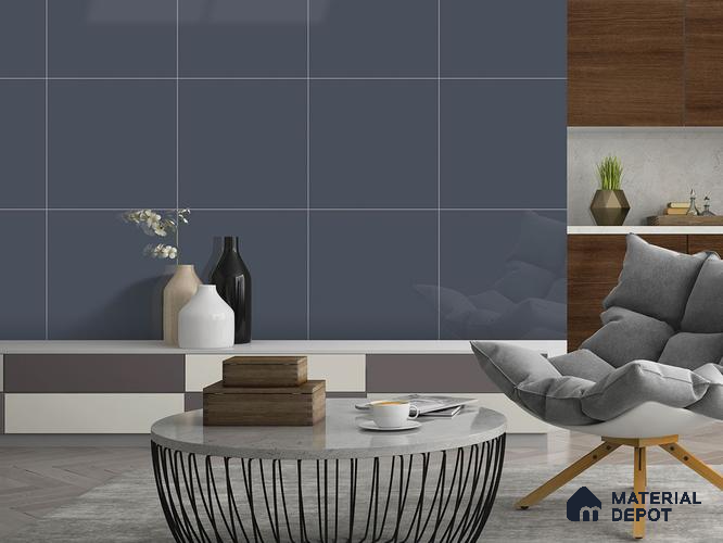 Plain Floor Tile TL 09449 D Absolute Steel 2 ft x 2 ft Pigmento Finish Vitrified Tile - 9 mm | 1 Random Design | Suitable For Living Room, Bedroom, Bathroom