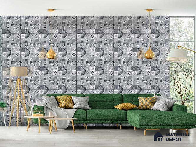 Moroccan Floor Tile TL 09463 B Hannover Gris 2 ft x 2 ft Stonelo Finish Vitrified Tile - 9 mm | 1 Random Design | Suitable For Living Room, Bedroom, Bathroom | Please Expect a Slight Variation of Pattern