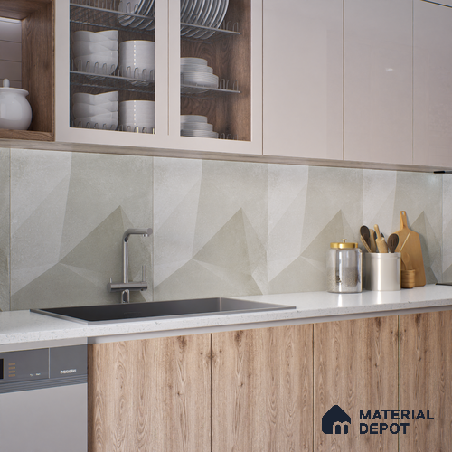 Beige Cement Wall & Floor Tile TL 06946 2 ft x 2 ft Vitrified Carving Matte Finish - 9 mm | Suitable for Living Room, Bedroom, Bathroom | Please Expect a Slight Variation of Pattern