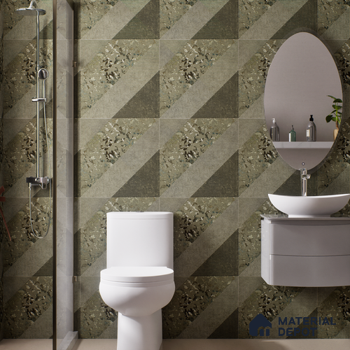 Patterned Wall & Floor Tile TL 06960   2 ft x 2 ft Vitrified Carving Matte Finish - 9 mm | Suitable for Living Room, Bedroom, Bathroom | Please Expect a Slight Variation of Pattern