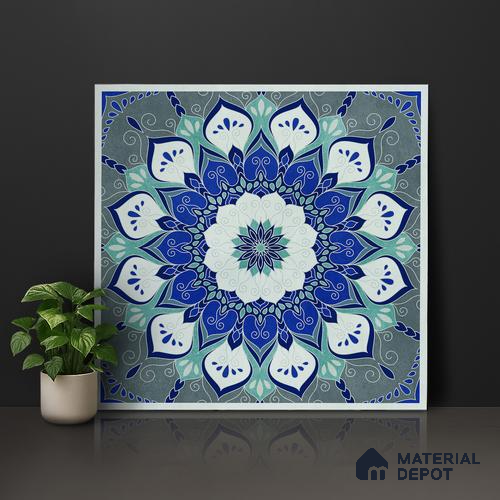 Moroccan Wall & Floor Tile TL 06993   2 ft x 2 ft Vitrified Carving Matte Finish - 9 mm | Suitable for Living Room, Bedroom, Bathroom | Please Expect a Slight Variation of Pattern
