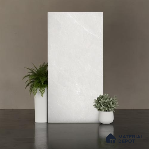 White Marble Floor & Wall Tile TL 07069 C 2 ft x 4 ft Vitrified Carving Matte Finish - 9 mm | | Suitable for Living Room, Bedroom, Bathroom