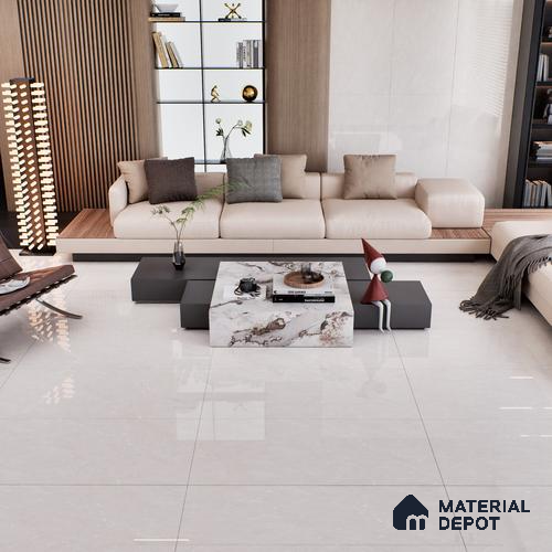 Beige Marble Floor & Wall Tile TL 07044 Gravier  2 ft x 4 ft Vitrified Glossy Finish - 9 mm | 6 Random Design | Suitable for Living Room, Bedroom, Bathroom