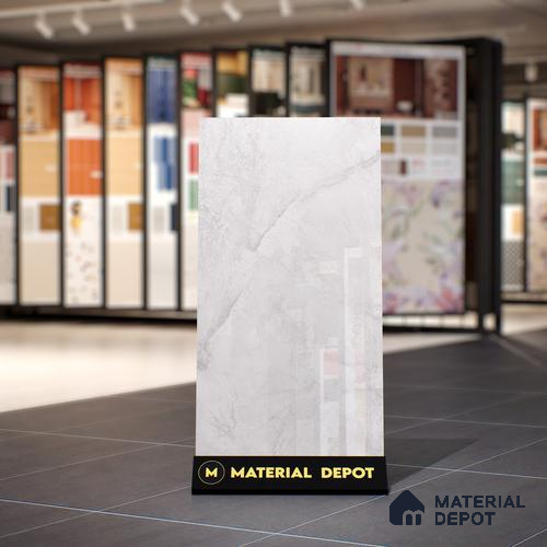 White Marble Floor & Wall Tile TL 07035 Gravier 2 ft x 4 ft Vitrified Glossy Finish - 9 mm | 4 Random Design | Suitable for Living Room, Bedroom, Bathroom