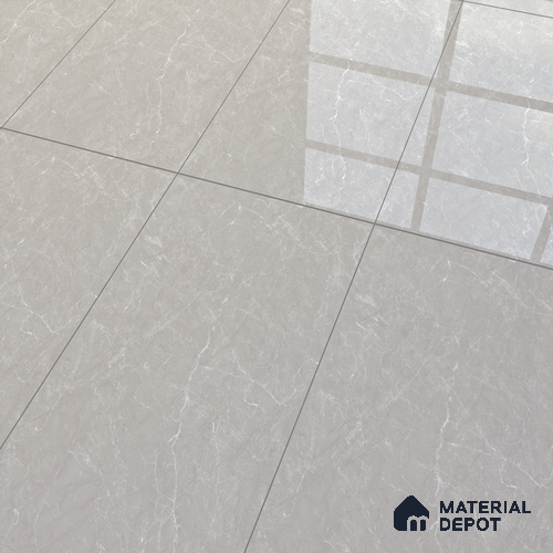 Grey Marble Floor & Wall Tile TL 11004 B Gravier Smoky Quartz 2 ft x 4 ft Vitrified Glossy Finish - 9 mm | 6 Random Design | Suitable for Living Room, Bedroom, Bathroom