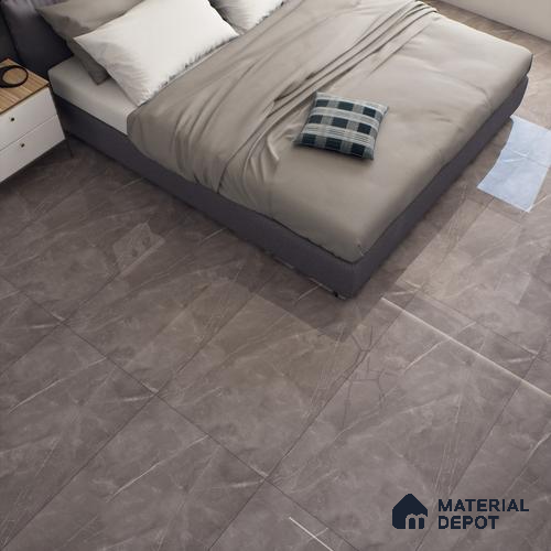 Grey Marble Floor & Wall Tile TL 07057 Gravier  2 ft x 4 ft Vitrified Glossy Finish - 9 mm | 5 Random Design | Suitable for Living Room, Bedroom, Bathroom