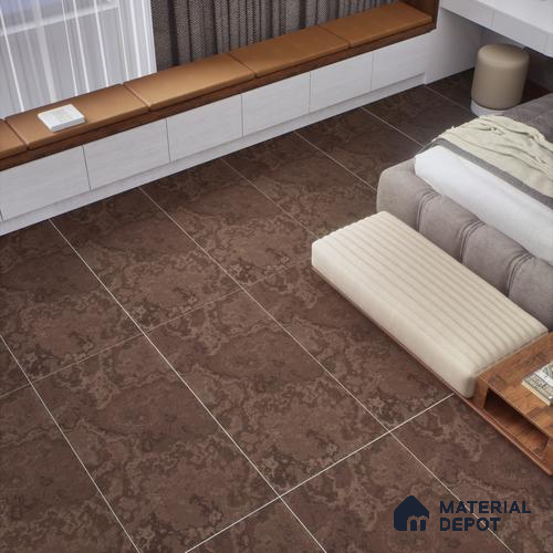 Brown Rustic Wall & Floor Tile TL 07010 2 ft x 4 ft Vitrified Carving Matte Finish - 9 mm | 4 Random Design | Suitable for Living Room, Bedroom, Bathroom
