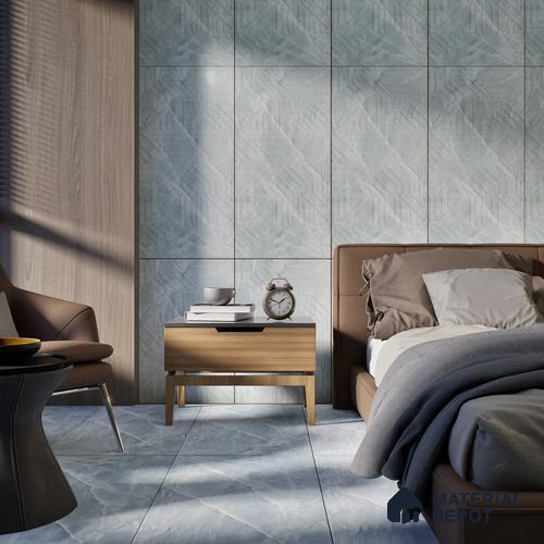 Blue Marble Floor & Wall Tile TL 06874 Prestige  2 ft x 4 ft Vitrified Carving Matte Finish - 9 mm | 6 Random Design | Suitable for Living Room, Bedroom, Bathroom