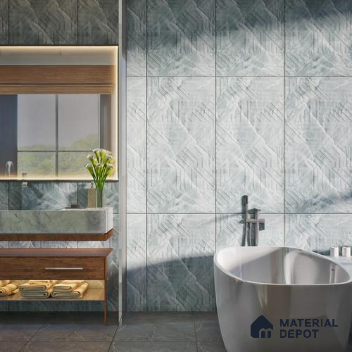 Blue Marble Floor & Wall Tile TL 06874 Prestige  2 ft x 4 ft Vitrified Carving Matte Finish - 9 mm | 6 Random Design | Suitable for Living Room, Bedroom, Bathroom