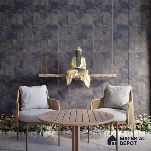 Black Stone Floor & Wall Tile TL 06936 Prestige Evardo Nero 2 ft x 4 ft Vitrified Carving Matte Finish - 9 mm | 4 Random Design | Suitable for Living Room, Bedroom, Bathroom
