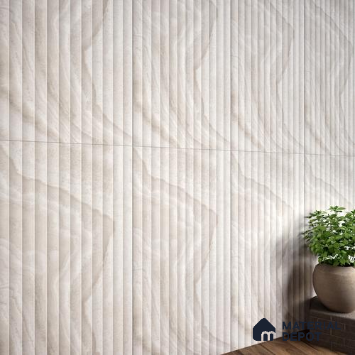 Beige Marble Floor & Wall Tile TL 06913 Prestige 2 ft x 4 ft Vitrified Carving Matte Finish - 9 mm | 8 Random Design | Suitable for Living Room, Bedroom, Bathroom