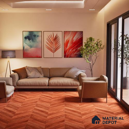 Brown Wood Floor Tile TL 06927   2 ft x 4 ft Vitrified Carving Matte Finish - 9 mm | Suitable for Living Room, Bedroom, Bathroom