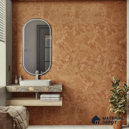 Brown Rustic Wall & Floor Tile TL 06890 2 ft x 4 ft Vitrified Carving Matte Finish - 9 mm | 4 Random Design | Suitable for Living Room, Bedroom, Bathroom