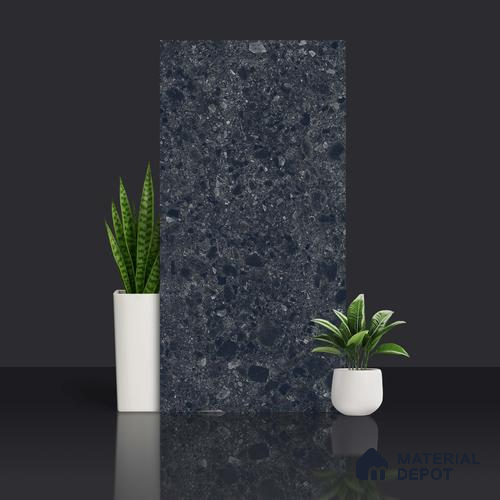 Black Stone Floor & Wall Tile TL 06997 Prestige Ceppo Nero 2 ft x 4 ft Vitrified Carving Matte Finish - 9 mm | 4 Random Design | Suitable for Living Room, Bedroom, Bathroom