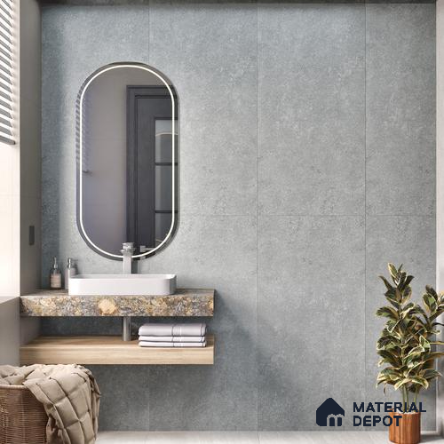 Grey Stone Wall & Floor Tile TL 07009 2 ft x 4 ft Vitrified Carving Matte Finish - 9 mm | 6 Random Design | Suitable for Living Room, Bedroom, Bathroom