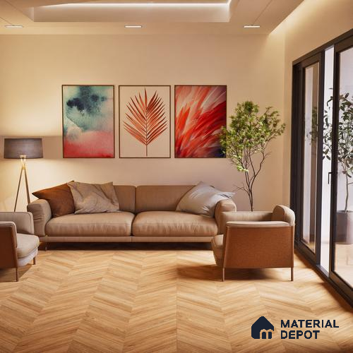 Brown Wood Floor Tile TL 06977   2 ft x 4 ft Vitrified Carving Matte Finish - 9 mm | Suitable for Living Room, Bedroom, Bathroom