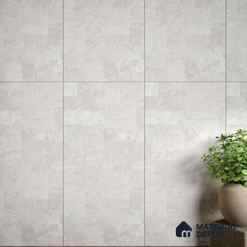 Grey Stone Floor & Wall Tile TL 06897 Prestige Evardo Bianco 2 ft x 4 ft Vitrified Carving Matte Finish - 9 mm | 4 Random Design | Suitable for Living Room, Bedroom, Bathroom
