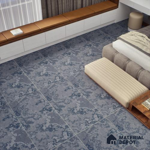 Black Rustic Wall & Floor Tile TL 06924 2 ft x 4 ft Vitrified Carving Matte Finish - 9 mm | 4 Random Design | Suitable for Living Room, Bedroom, Bathroom