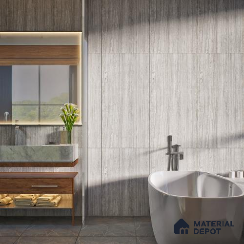 Grey Marble Floor & Wall Tile TL 06921 Prestige  2 ft x 4 ft Vitrified Carving Matte Finish - 9 mm | 6 Random Design | Suitable for Living Room, Bedroom, Bathroom