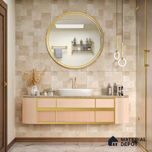 Beige Stacked Stone Floor & Wall Tile TL 06916 Prestige Evardo Crema 2 ft x 4 ft Vitrified Carving Matte Finish - 9 mm | 4 Random Design | Suitable for Living Room, Bedroom, Bathroom