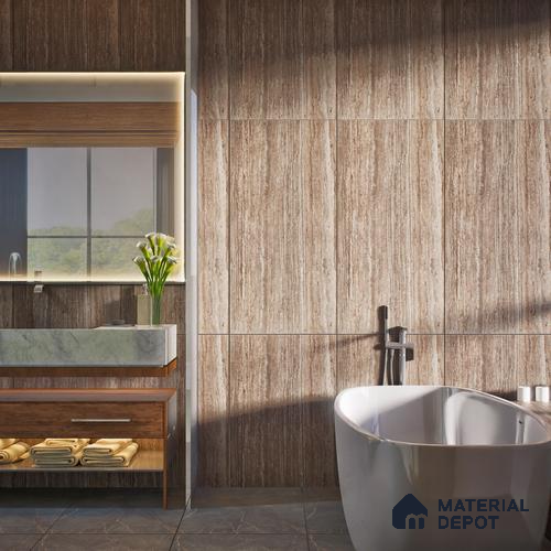 Brown Marble Floor & Wall Tile TL 06967 Prestige 2 ft x 4 ft Vitrified Carving Matte Finish - 9 mm | 6 Random Design | Suitable for Living Room, Bedroom, Bathroom