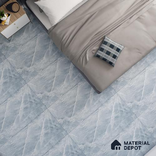 Blue Marble Floor & Wall Tile TL 06873 Prestige 2 ft x 4 ft Vitrified Carving Matte Finish - 9 mm | 6 Random Design | Suitable for Living Room, Bedroom, Bathroom