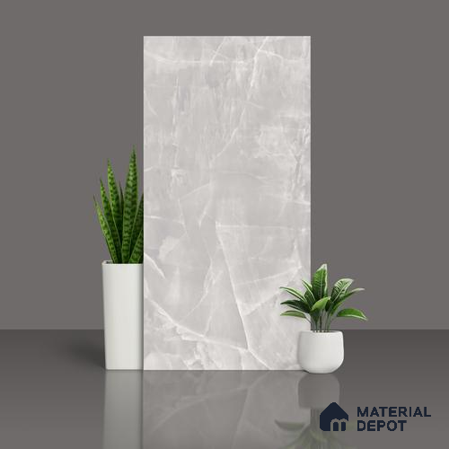Grey Marble Floor & Wall Tile TL 10754 Prestige Opal Grey 2 ft x 4 ft Vitrified Carving Matte Finish - 9 mm | 4 Random Design | Suitable for Living Room, Bedroom, Bathroom
