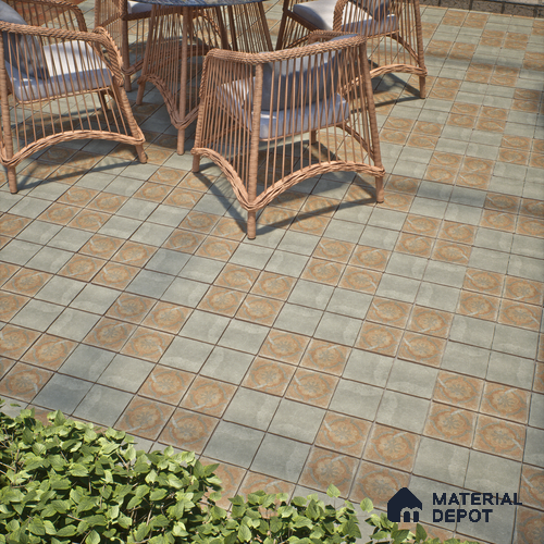 Stone Floor Tile TL 10102 C Modulo Grey 10 x 10 inch Matte Finish Vitrified Anti Skid Tile - 12 mm | Suitable For Balcony, Patio, Outdoor
