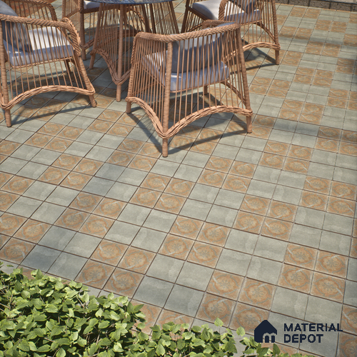 Stone Floor Tile TL 10102 D Modulo Grey Decor 10 x 10 inch Matte Finish Vitrified Anti Skid Tile - 12 mm | 8 Random Design | Suitable For Balcony, Patio, Outdoor