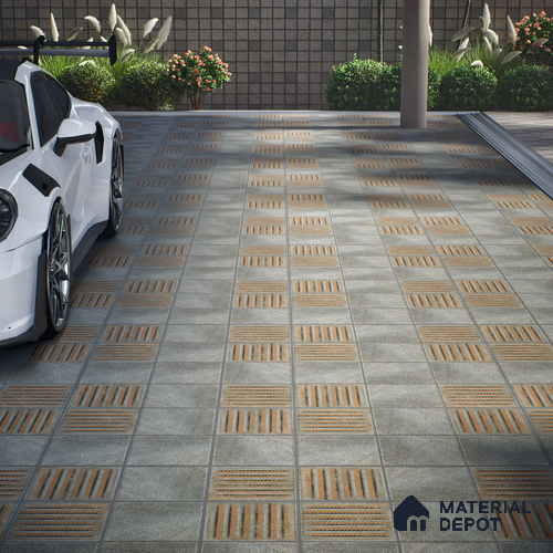 Patterned Floor Tile TL 10107 D Modulo Thunder Decor 10 x 10 inch Matte Finish Vitrified Anti Skid Tile - 12 mm | 4 Random Design | Suitable For Balcony, Patio, Outdoor