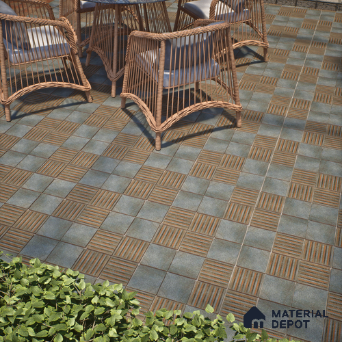 Patterned Floor Tile TL 10107 D Modulo Thunder Decor 10 x 10 inch Matte Finish Vitrified Anti Skid Tile - 12 mm | 4 Random Design | Suitable For Balcony, Patio, Outdoor