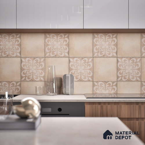 Subway Floor Tile TL 10106 D Modulo Pearl Decor 10 x 10 inch Matte Finish Vitrified Anti Skid Tile - 12 mm | 4 Random Design | Suitable For Balcony, Patio, Outdoor