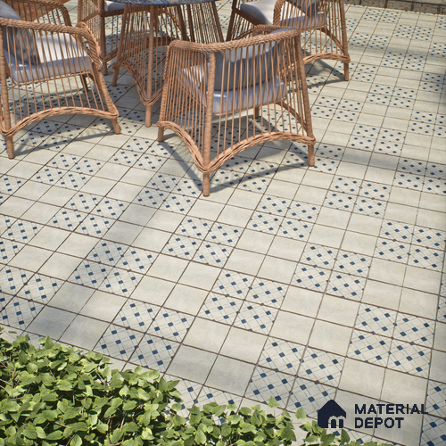 Stone Floor Tile TL 10101 C Modulo Bianco 10 x 10 inch Matte Finish Vitrified Anti Skid Tile - 12 mm | Suitable For Balcony, Patio, Outdoor