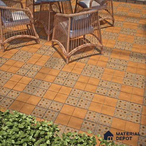 Stone Floor Tile TL 10108 C Modulo Gold 10 x 10 inch Matte Finish Vitrified Anti Skid Tile - 12 mm | Suitable For Balcony, Patio, Outdoor