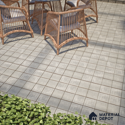 Stone Floor Tile TL 10103 D Modulo Cemento Decor 10 x 10 inch Matte Finish Vitrified Anti Skid Tile - 12 mm | 8 Random Design | Suitable For Balcony, Patio, Outdoor