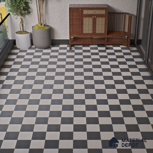 Parking Floor Tile TL 00418 B Light Ice White 16 x 16 inch Vitrified Anti Skid Matte Finish Heavy Duty Tile - 12 mm | Suitable For Balcony, Terrace, Pathways | Pattern Alignment May Vary | 2-3 mm Spacer is Mandatory