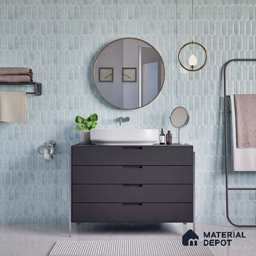 Faux Subway Wall Tile TL 04686 C Popsicle Solara Skylar Blue 2 ft x 1 ft Ceramic Glossy Finish - 9 mm | Suitable For Kitchen, Bathroom Walls and Backsplashes | Please Expect a Slight Variation of Pattern