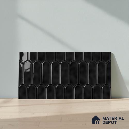 Faux Subway Wall Tile TL 04686 K Popsicle Solara Nashville Mixed Black 2 ft x 1 ft Ceramic Glossy Finish - 9 mm | Suitable For Kitchen, Bathroom Walls and Backsplashes | Please Expect a Slight Variation of Pattern