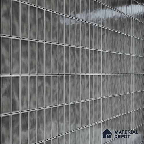 Faux Subway Wall Tile TL 04687 D Vertiline Brick Solara Tombstone Grey 2 ft x 1 ft Ceramic Glossy Finish - 9 mm | Suitable For Kitchen, Bathroom Walls and Backsplashes | Please Expect a Slight Variation of Pattern