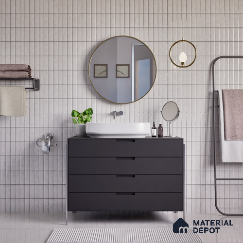 Faux Subway Wall Tile TL 04687 E Vertiline Brick Solara Dreamstone White 2 ft x 1 ft Ceramic Glossy Finish - 9 mm | Suitable For Kitchen, Bathroom Walls and Backsplashes | Please Expect a Slight Variation of Pattern