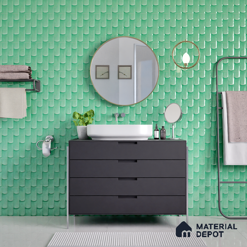 Faux Subway Wall Tile TL 04692 F Gradient Solara Savage Green 2 ft x 1 ft Ceramic Glossy Finish - 9 mm | Suitable For Kitchen, Bathroom Walls and Backsplashes | Please Expect a Slight Variation of Pattern