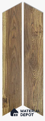 Wood Floor Tile TL 12549 Chevron Jacobean 3 ft x 6 inch Matte Finish Vitrified Tile - 9 mm