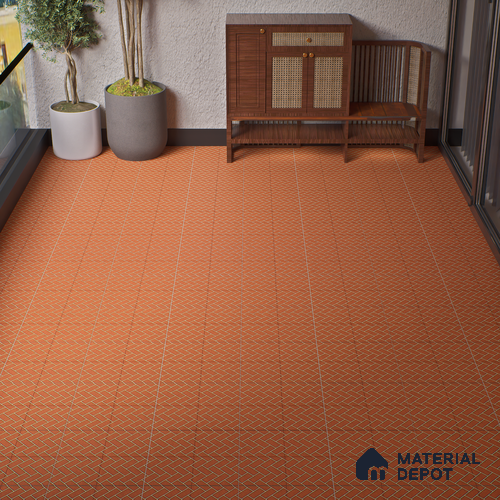 Parking Floor Tile TL 00420 Geometric Brown 16 x 16 inch Vitrified Anti Skid Matte Finish Heavy Duty Tile - 12 mm | Suitable For Balcony, Terrace, Pathways | Pattern Alignment May Vary | 2-3 mm Spacer is Mandatory