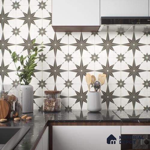 Moroccan Floor & Wall Athangudi Tile TL 04353 Choco Brown 1 ft x 1 ft Matte Finish Ceramic Tile - 9 mm | Suitable For Kitchen, Bathroom, Dining Area | Please Expect a Slight Variation of Pattern