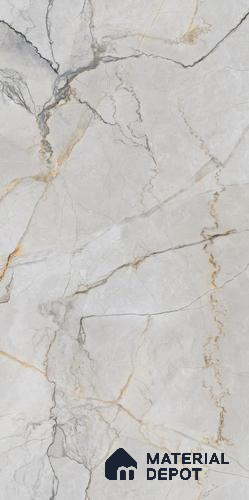 Marble Floor & Wall Tile TL 09185 Silvamen Bianco Gluv 4 ft x 2 ft Dazzle Finish Vitrified Tile - 9 mm | 5 Random Design | Suitable For Living Room, Bedroom, Dining Area